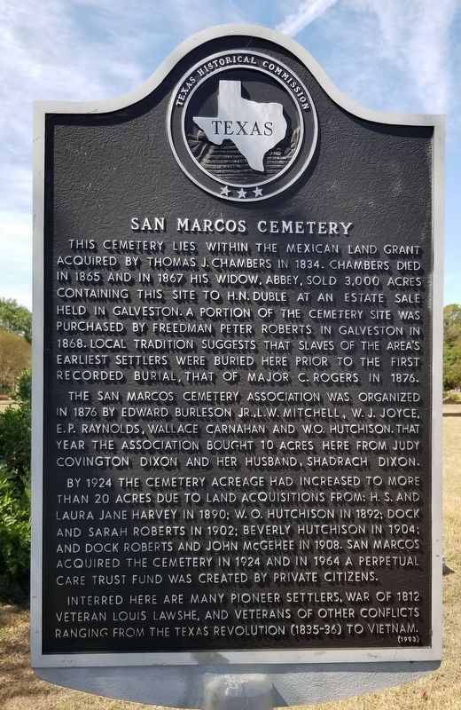San Marcos Cemetery Marker image. Click for full size.