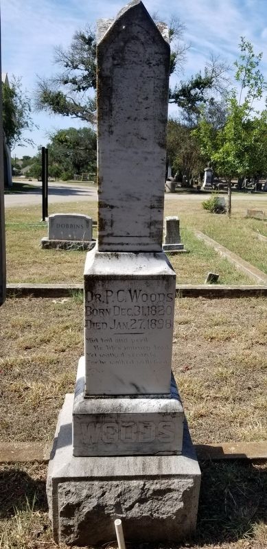 The Peter Cavanaugh Woods gravestone image. Click for full size.