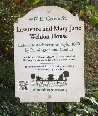 Lawrence and Mary Jane Weldon House Marker image. Click for full size.