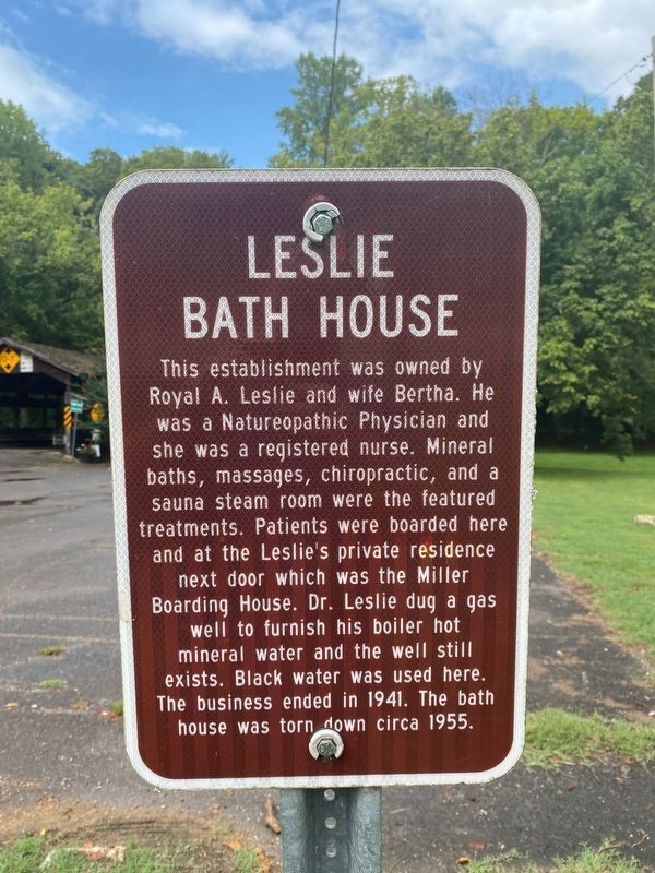 Leslie Bath House Marker. Click for full size. Leslie Bath House Marker image. Click for full size.