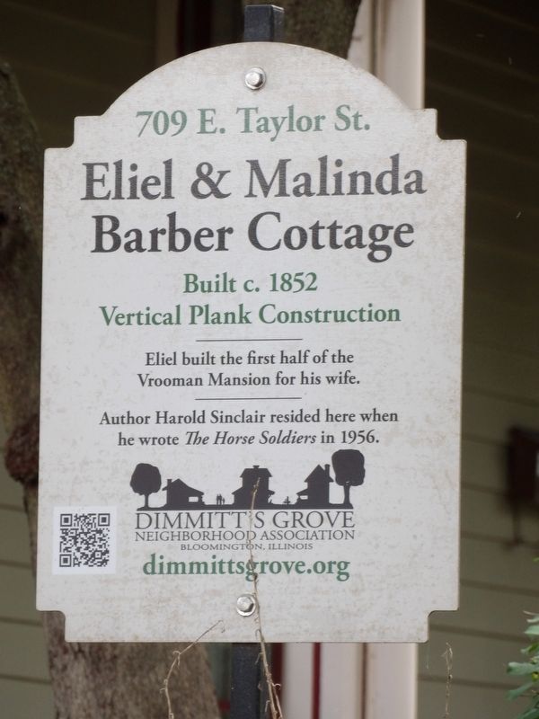 Eliel & Malinda Barber Cottage Marker. Click for full size. Eliel & Malinda Barber Cottage Marker image. Click for full size.
