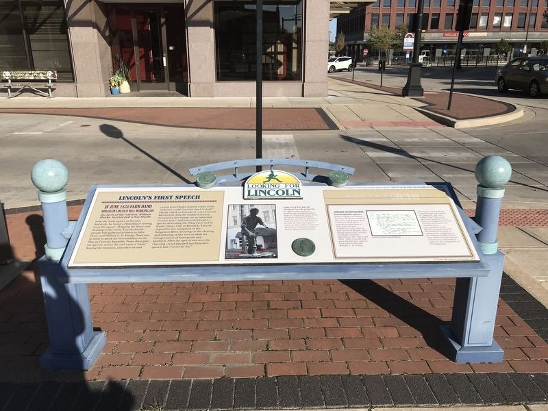 Lincoln's First Speech Marker image. Click for full size.