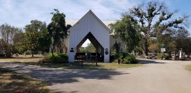 The San Marcos Cemetery Marker is the marker in the middle of the chapel. Click for full size. The San Marcos Cemetery Marker is the marker in the middle of the chapel image. Click for full size.
