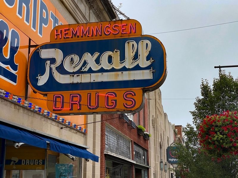 Hemmingsen Rexall Drug Store Marker. Click for full size. Hemmingsen Rexall Drug Store Marker image. Click for full size.