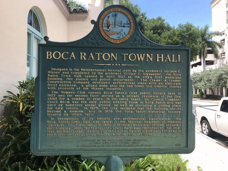 Boca Raton Town Hall Marker image. Click for full size.