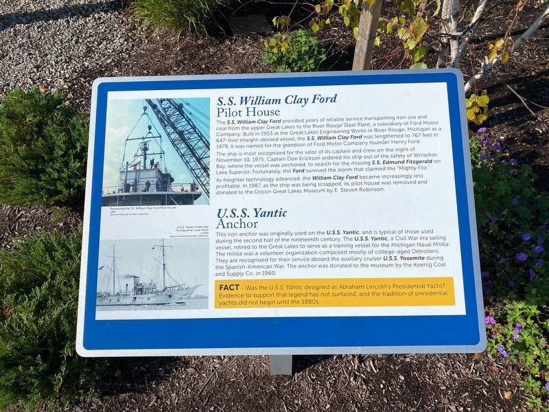 <i>S.S. William Clay Ford / U.S.S. Yantic</i> Marker image. Click for full size.