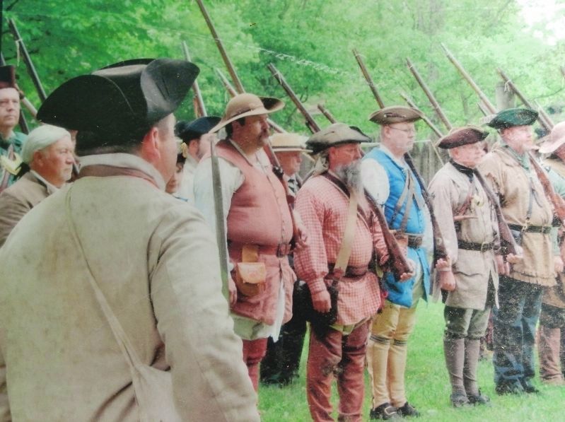 Marker detail: Reenactment of the Muster at Sycamore Shoals image. Click for full size.
