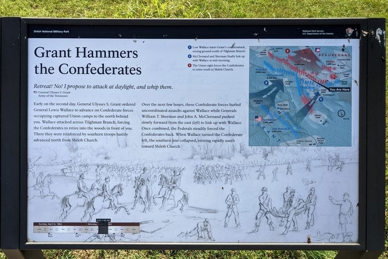 Grant Hammers the Confederates Marker image. Click for full size.