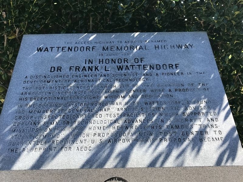 In Honor of Dr. Frank L. Wattendorf Marker (top) image. Click for full size.