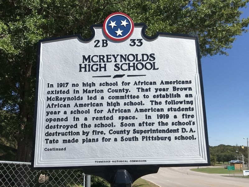 McReynolds High School Marker (Side A) image. Click for full size.