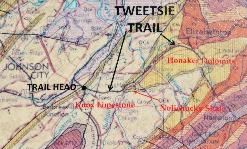Marker detail: Geologic Map of the Tweetsie Trail and Surrounding Region image. Click for full size.