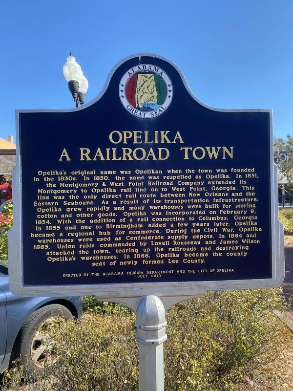 Opelika A Railroad Town/Opelika An Industrial City Marker image. Click for full size.