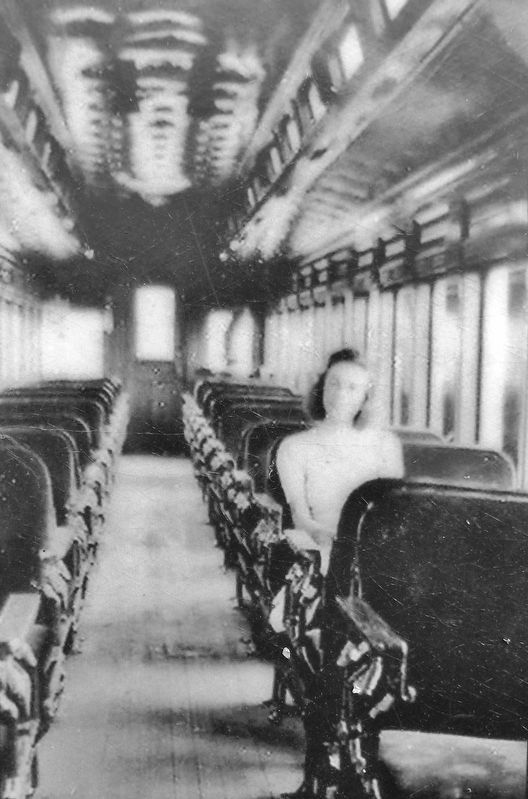 Marker detail: Interior view of an ET&WNC passenger car in the 1930s. image. Click for full size.