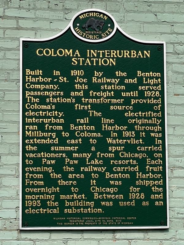 Coloma Interurban Station Marker image. Click for full size.