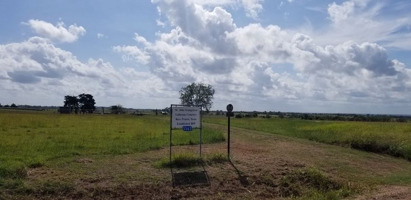 The view of the St. John's Evangelical Lutheran Cemetery and Marker from the road image. Click for full size.