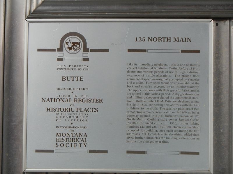 125 North Main Marker image. Click for full size.