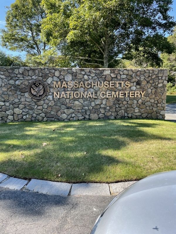 Massachusetts National Cemetery sign image. Click for full size.