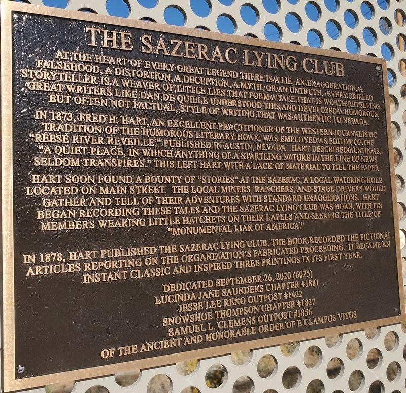 The Sazerac Lying Club Marker image. Click for full size.