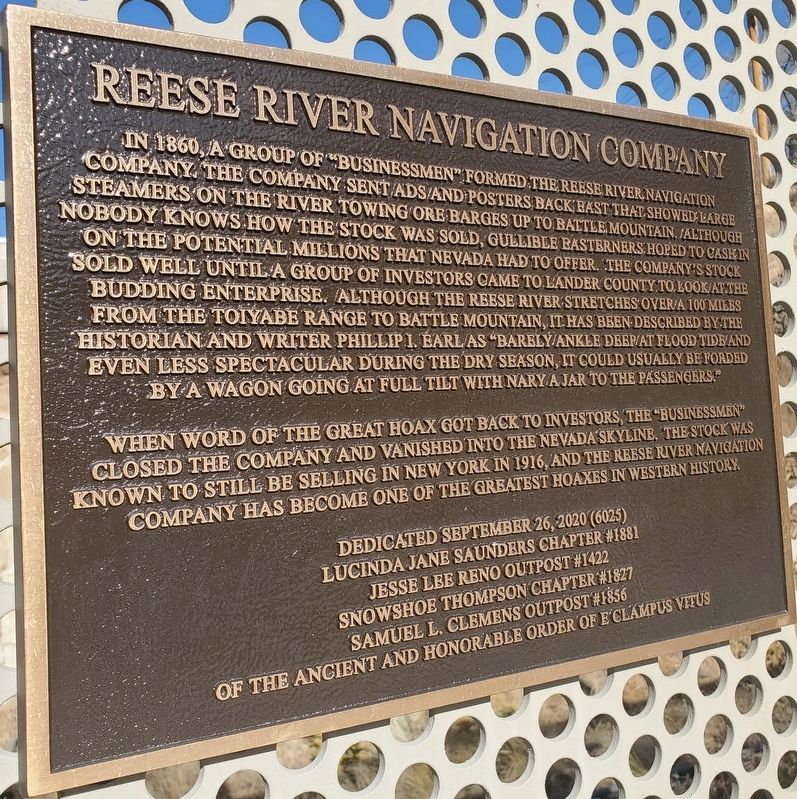 Reese River Navigation Company Marker image. Click for full size.