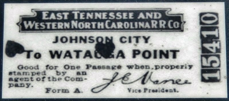 Marker detail: Ticket showing heart-shaped punch used by conductors image. Click for full size.