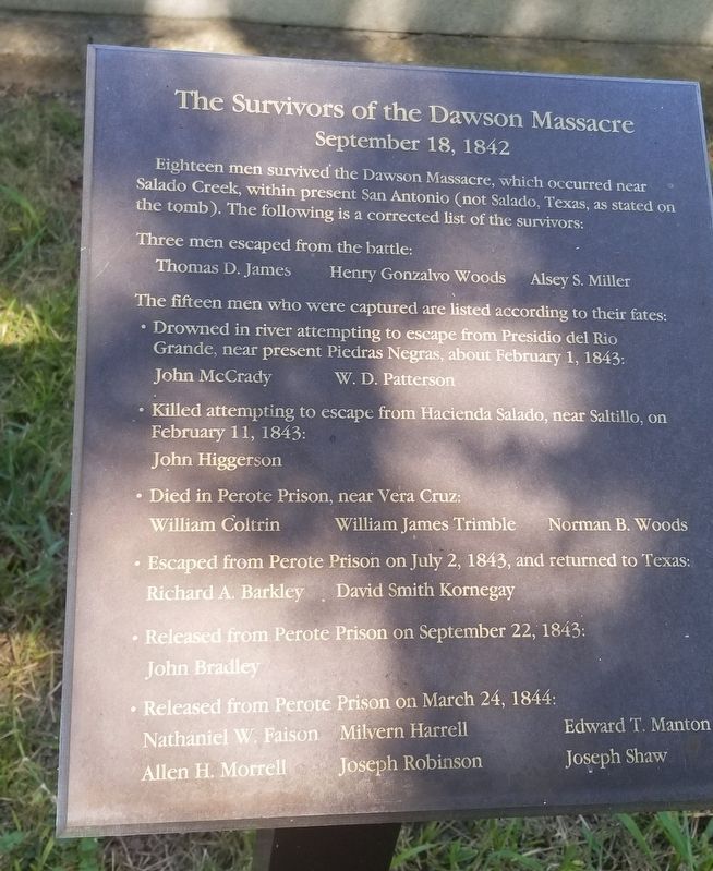 The Survivors of the Dawson Massacre Marker image. Click for full size.
