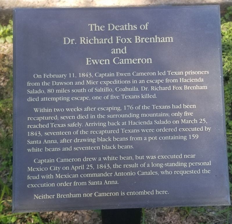 The Deaths of Dr. Richard Fox Brenham and Ewen Cameron Marker. Click for full size. The Deaths of Dr. Richard Fox Brenham and Ewen Cameron Marker image. Click for full size.