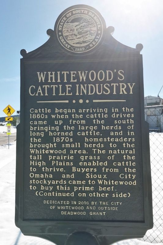 Whitewood's Cattle Industry Marker image. Click for full size.