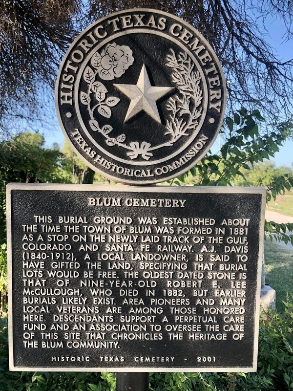 Blum Cemetery Marker image. Click for full size.