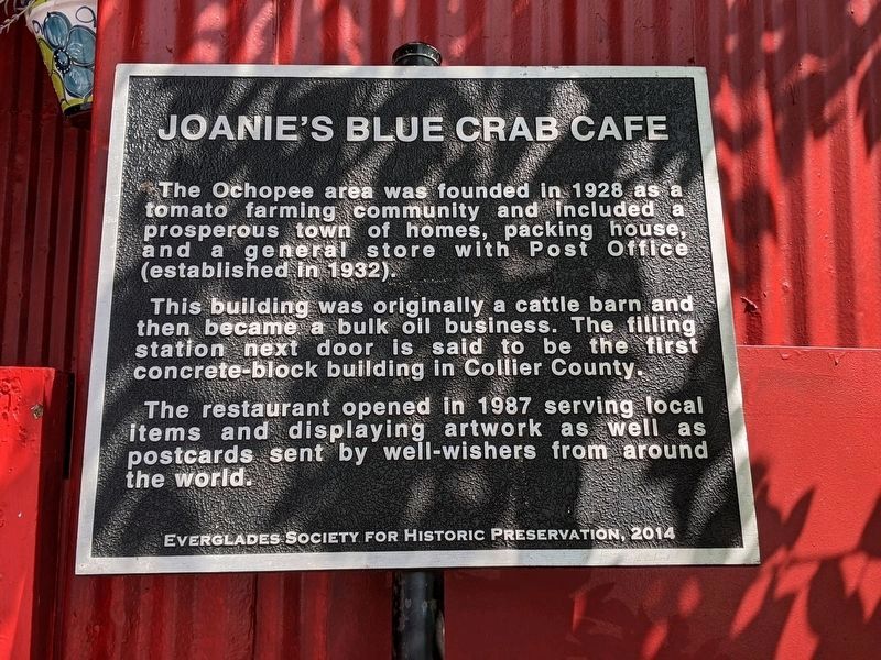 Joanie's Blue Crab Cafe Marker image. Click for full size.