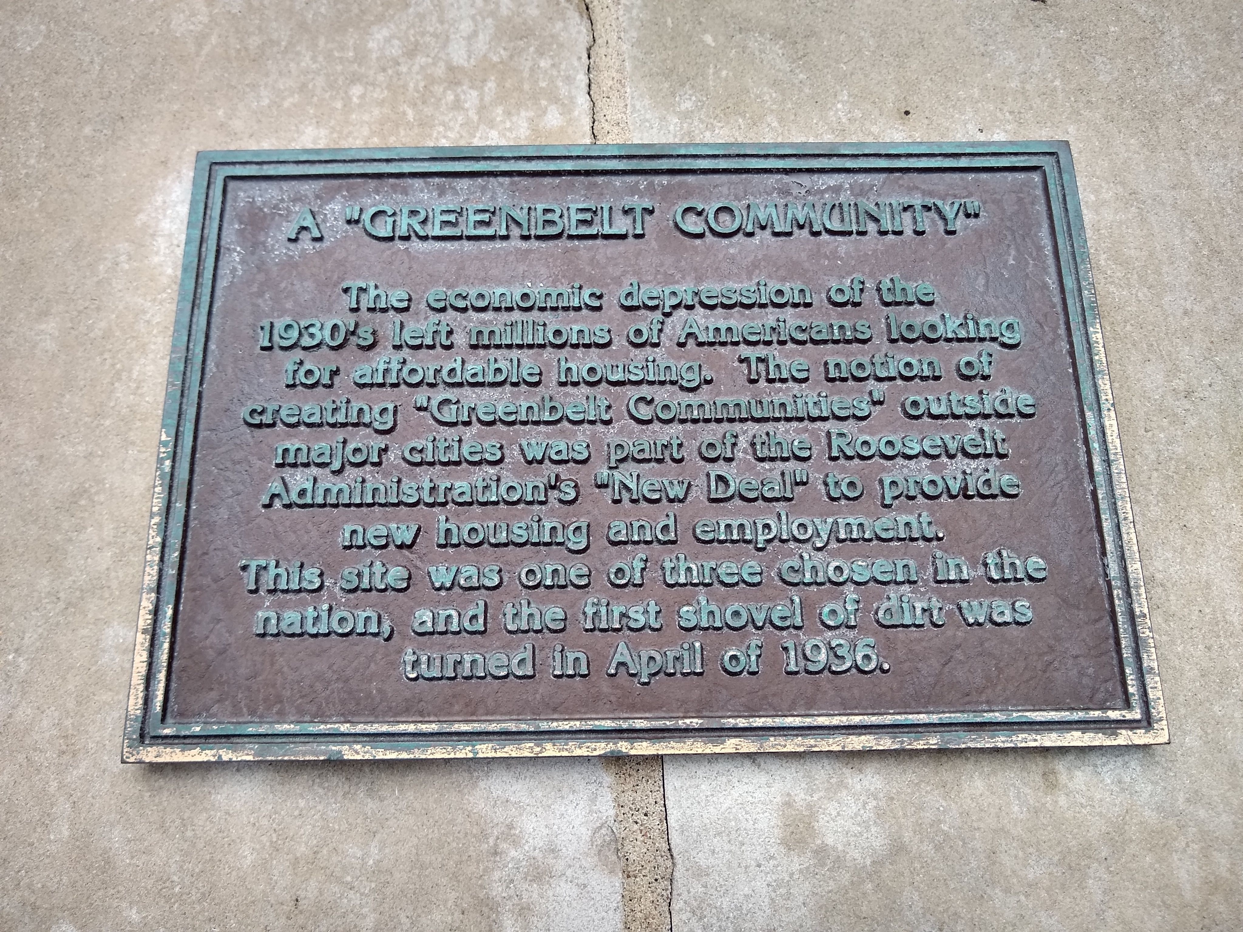 A "Greenbelt Community" Marker