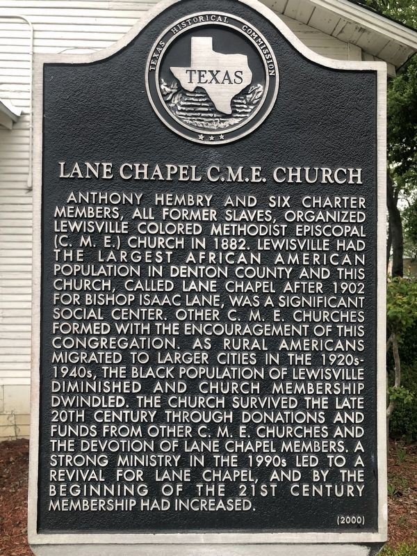 Lane Chapel C.M.E. Church Marker image. Click for full size.