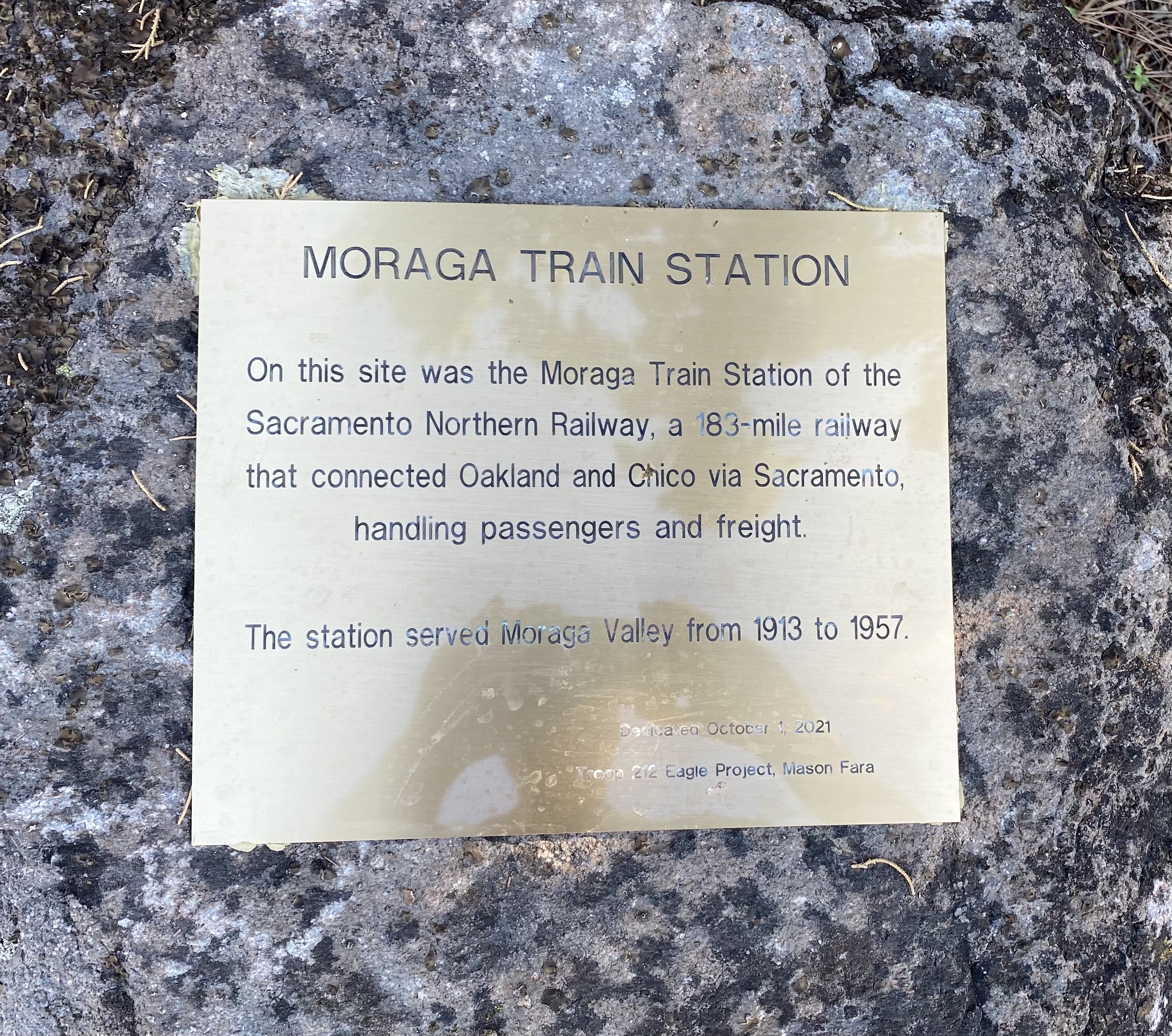 Moraga Train Station Marker