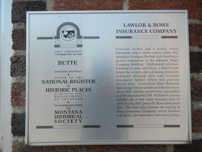 Lawlor & Rowe Insurance Company Marker image. Click for full size.