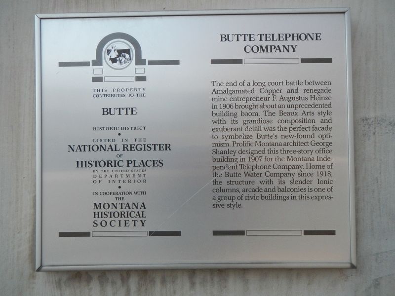 Butte Telephone Company Marker image. Click for full size.