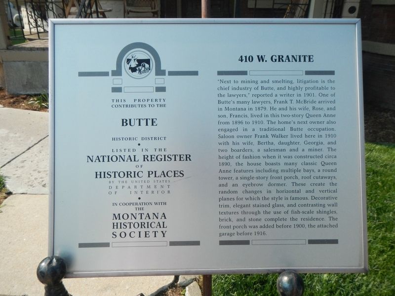 410 W. Granite Marker image. Click for full size.