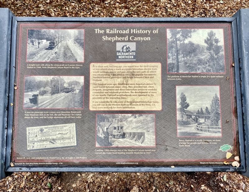 The Railroad History of Shepherd Canyon Marker image. Click for full size.