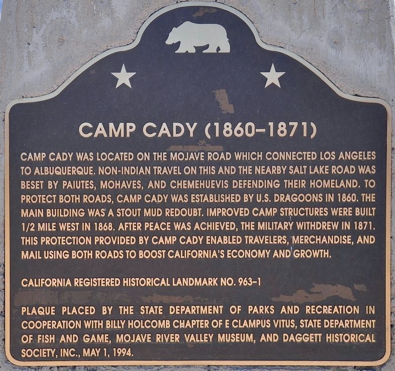 Camp Cady Marker image. Click for full size.