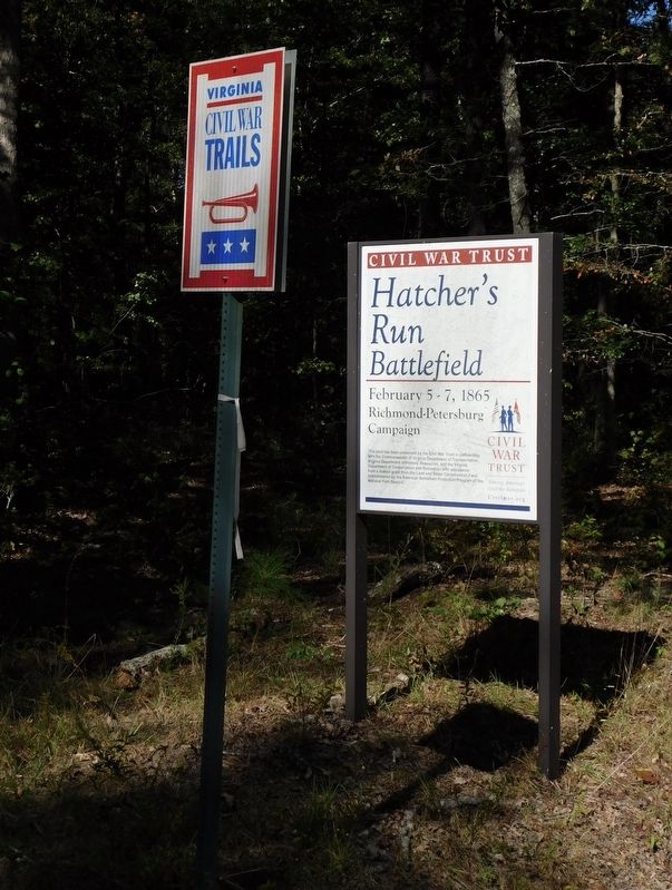 Hatcher's Run Battlefield Signs At Parking Area image. Click for full size.