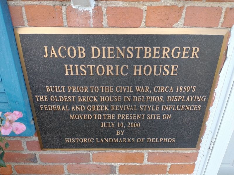Jacob Dienstberger Historic House Marker image. Click for full size.