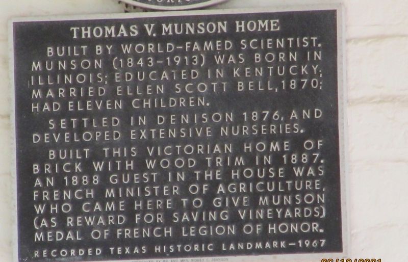 Thomas V. Munson Home Marker image. Click for full size.