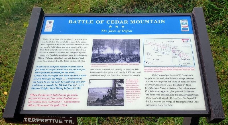 Battle of Cedar Mountain Marker image. Click for full size.