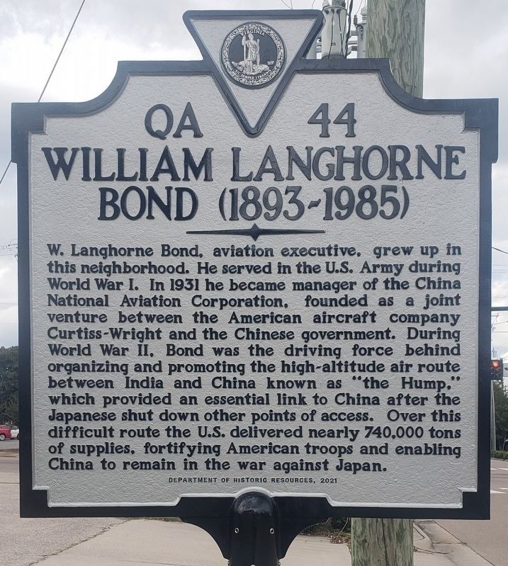 William Langhorne Bond (1893 - 1985) Marker image. Click for full size.