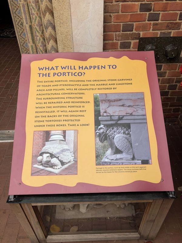 Nearby sign titled <I>What Will Happen to the Portico?</i> image. Click for full size.