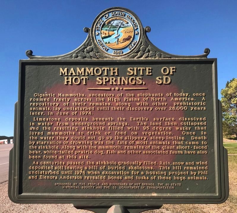 Mammoth Site of Hot Springs, SD Marker image. Click for full size.