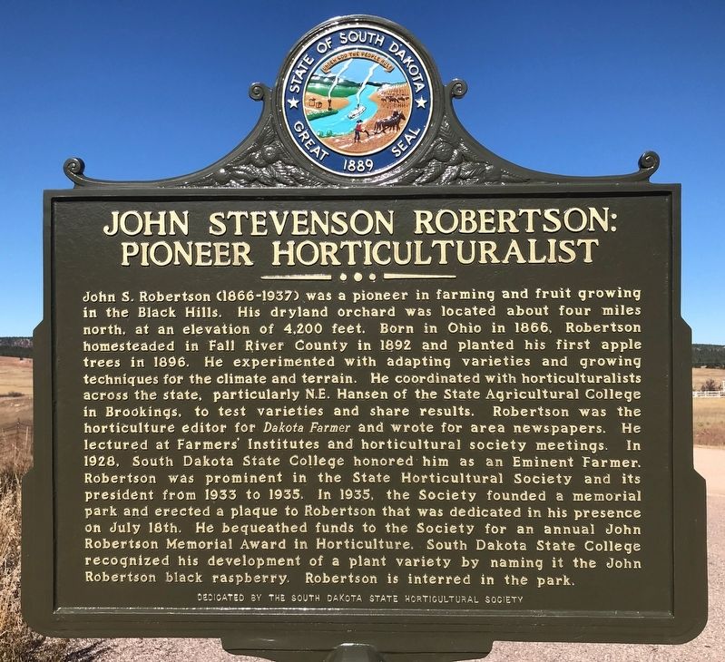 John Stevenson Robertson: Pioneer Horticulturalist Marker image. Click for full size.