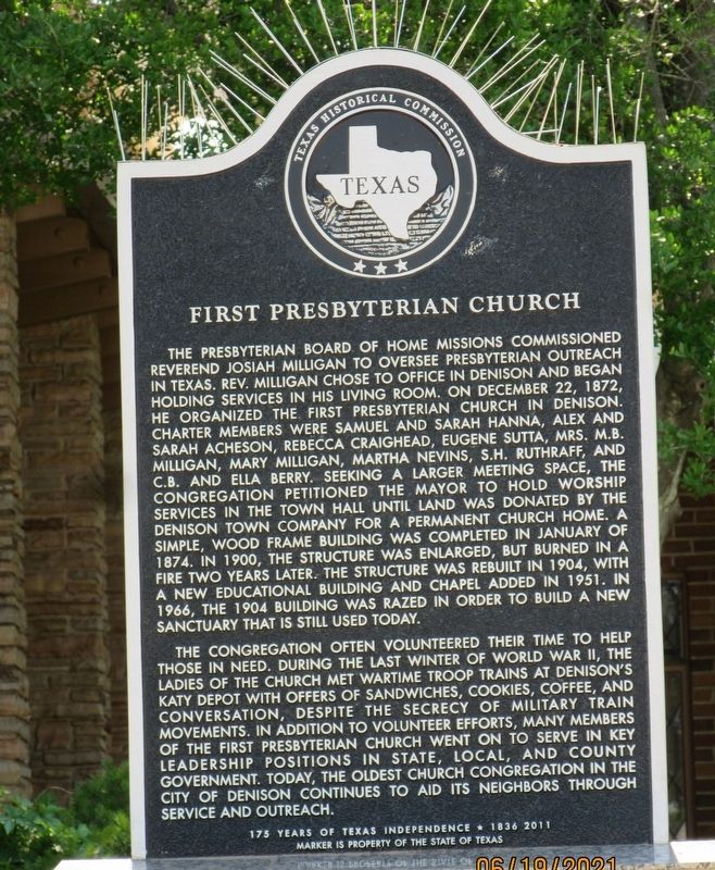 First Presbyterian Church Marker image. Click for full size.