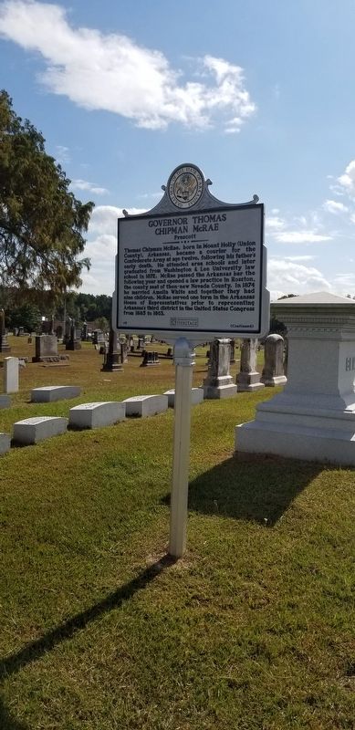 Governor Thomas Chipman McRae Marker at his gravesite image. Click for full size.