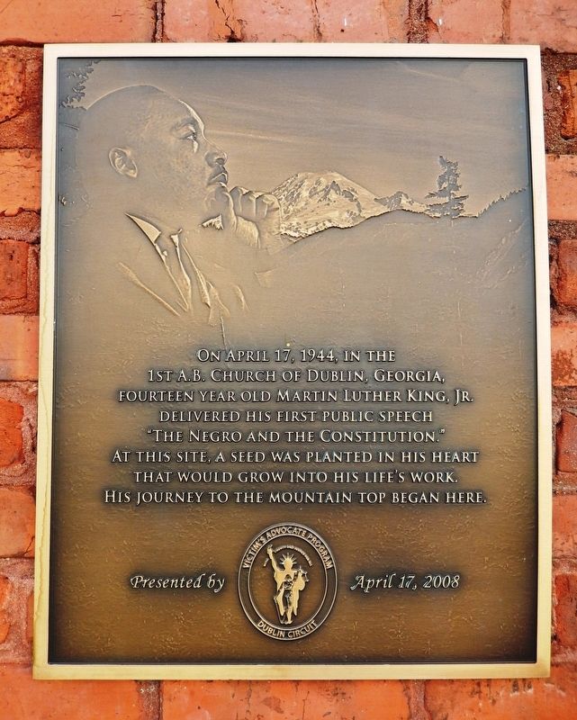 Martin Luther King, Jr.'s First Speech Marker. Click for full size. Martin Luther King, Jr.'s First Speech Marker image. Click for full size.