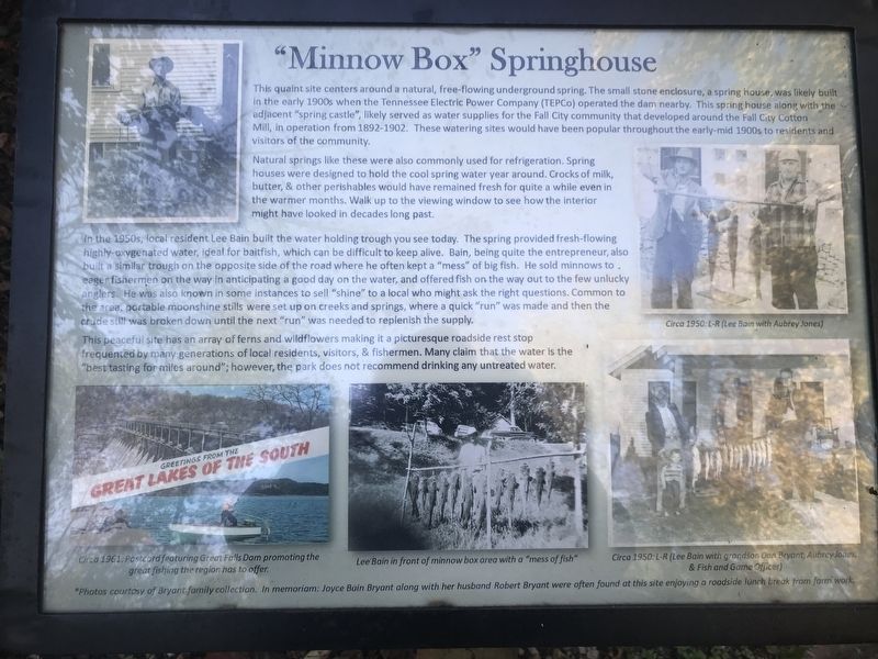 “Minnow Box” Springhouse Marker. Click for full size. “Minnow Box” Springhouse Marker image. Click for full size.