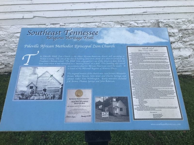 Pikeville African Methodist Episcopal Zion Church Marker image. Click for full size.